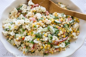 Cauliflower Corn and Cucumber Salad
